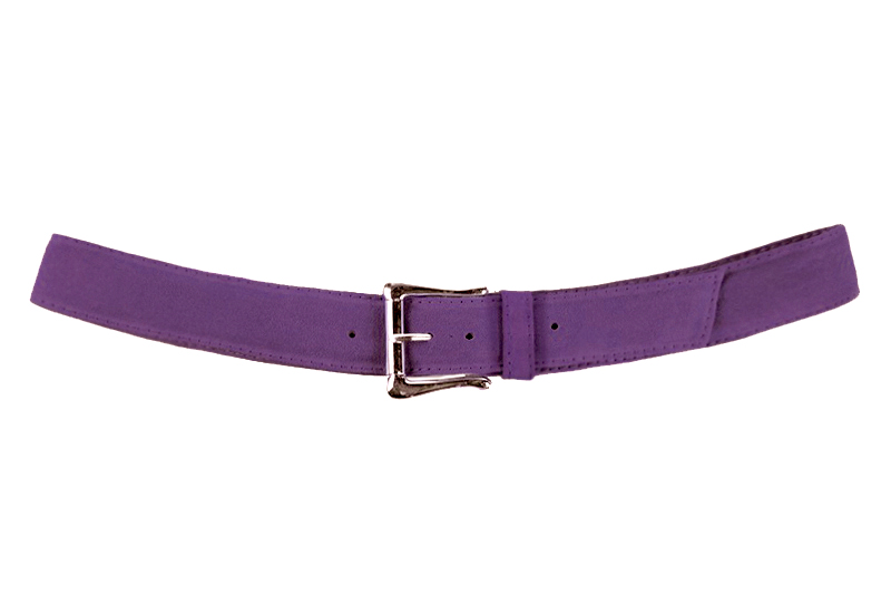 Amethyst purple women's dress belt, matching pumps and bags. Made to measure. Profile view - Florence KOOIJMAN